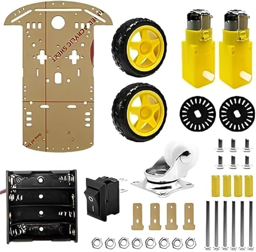 2WD Robot Car Chassis Kit with Motors, Wheels, Battery Holder, and Accessories for DIY Arduino Projects