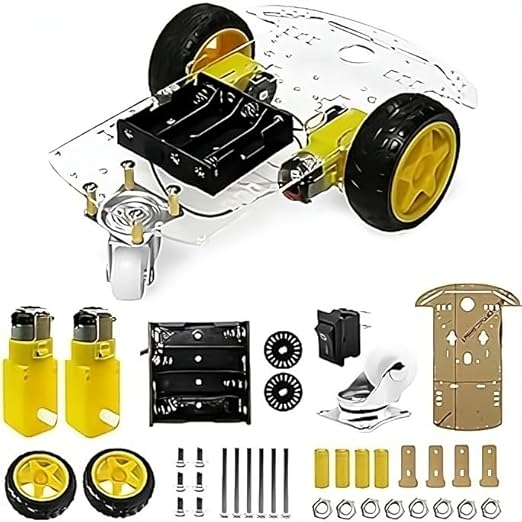 2WD Robot Car Chassis Kit with Motors, Wheels, Battery Holder, and Accessories for DIY Arduino Projects