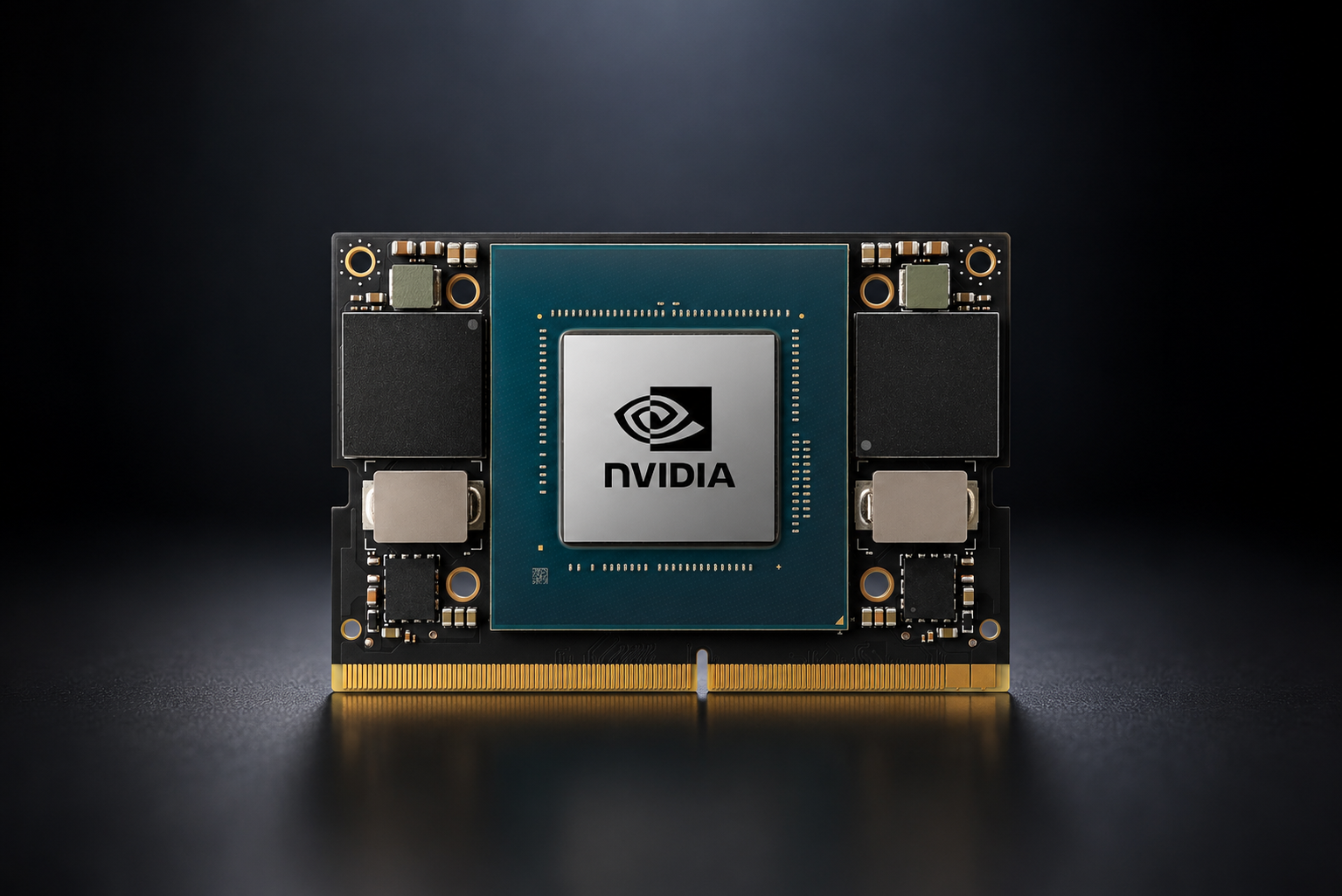 NVIDIA GPU module on a dark background