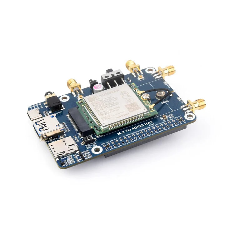 SIM7600G-H M.2 4G HAT for Raspberry Pi, LTE CAT4 High Speed